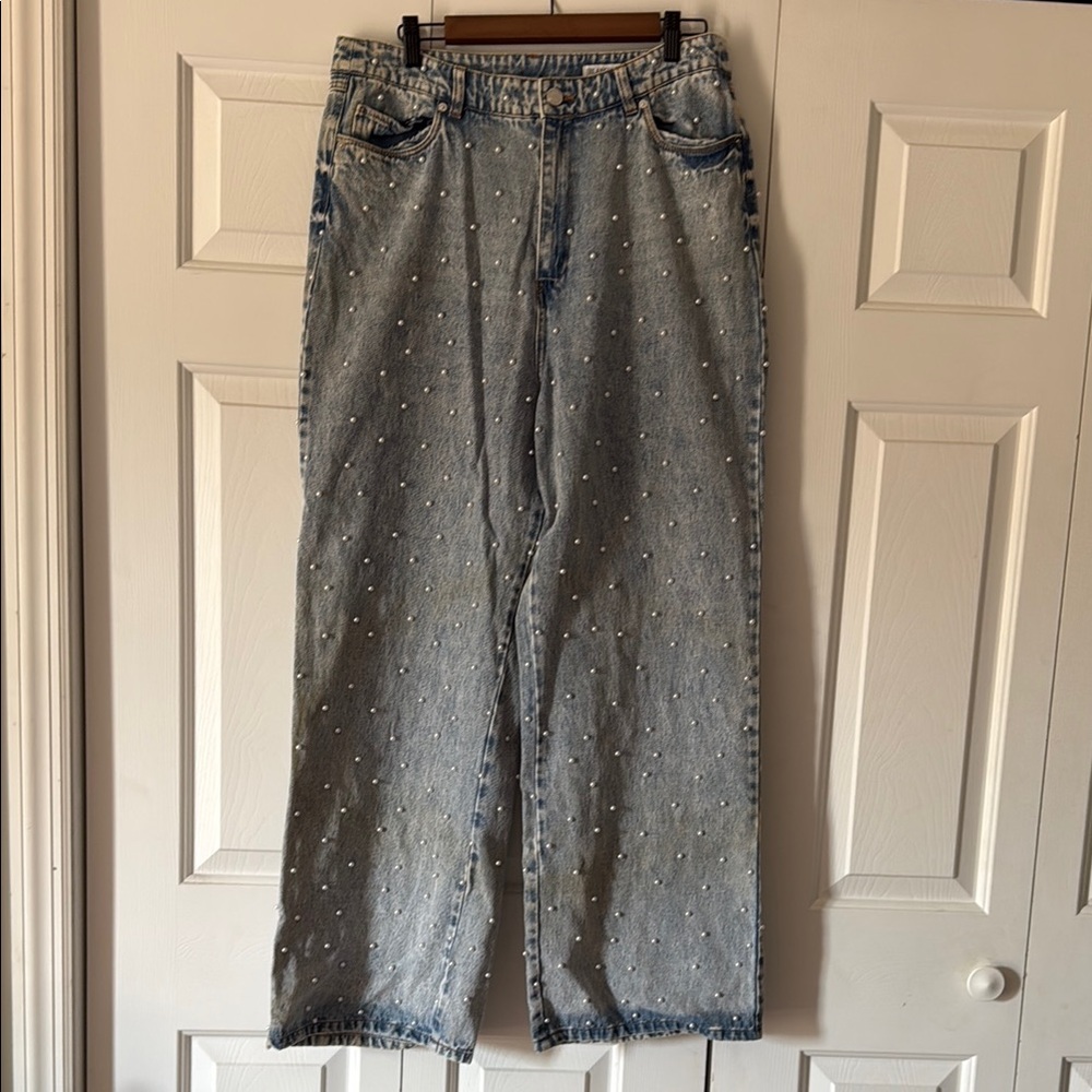 Blank NYC pearl embellished distressed jeans